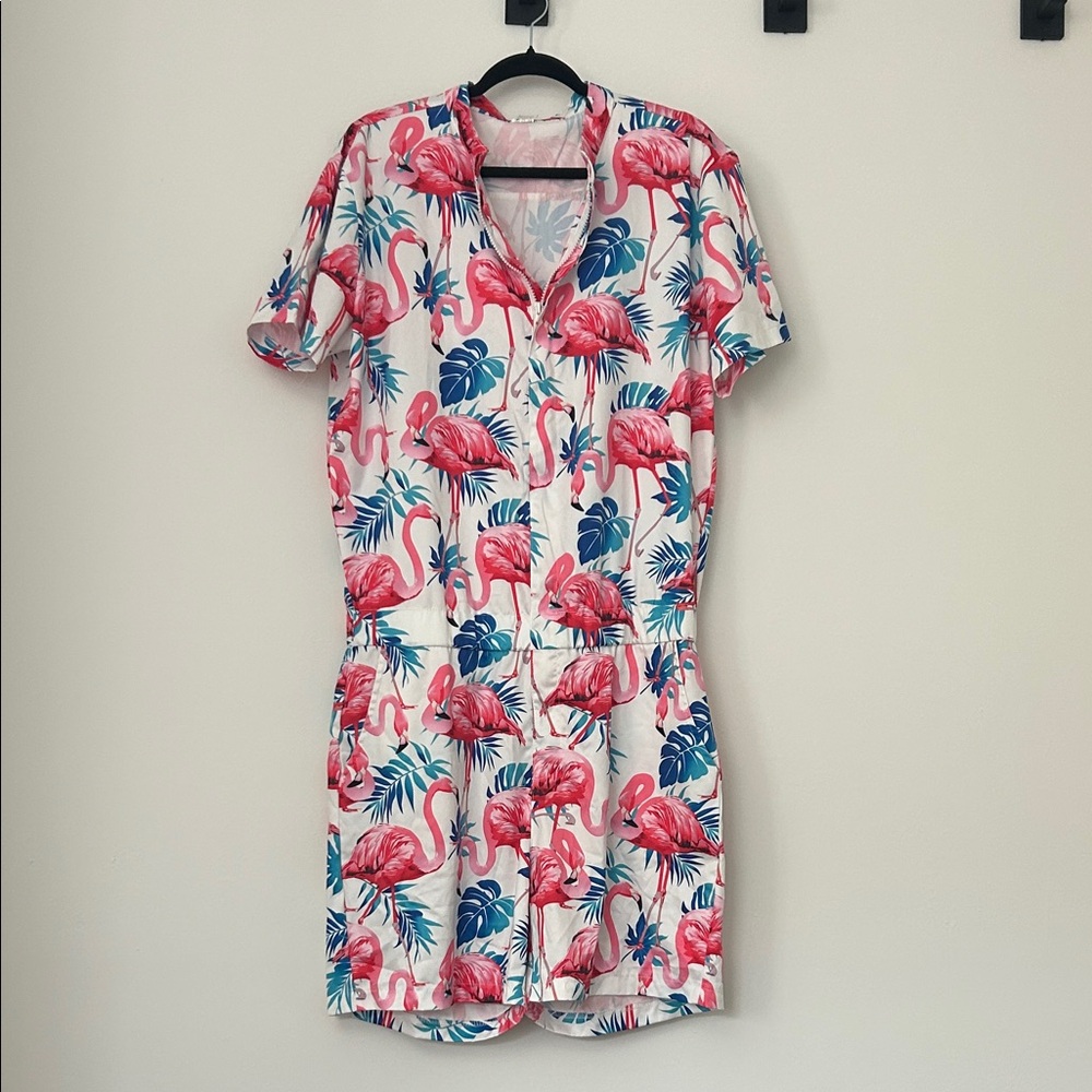 Flamingo Print men’s golf romper bachelor party vibes